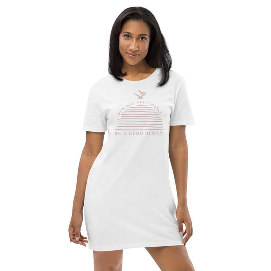 Be A Good Human Organic Cotton T-Shirt Dress-Dress-West Agenda-California Brand, Clothing, Dress, Eco Friendly, Gifts under $50, Organic, Recycled, West Agenda, Women Owned Business, Women's Clothing-West Agenda