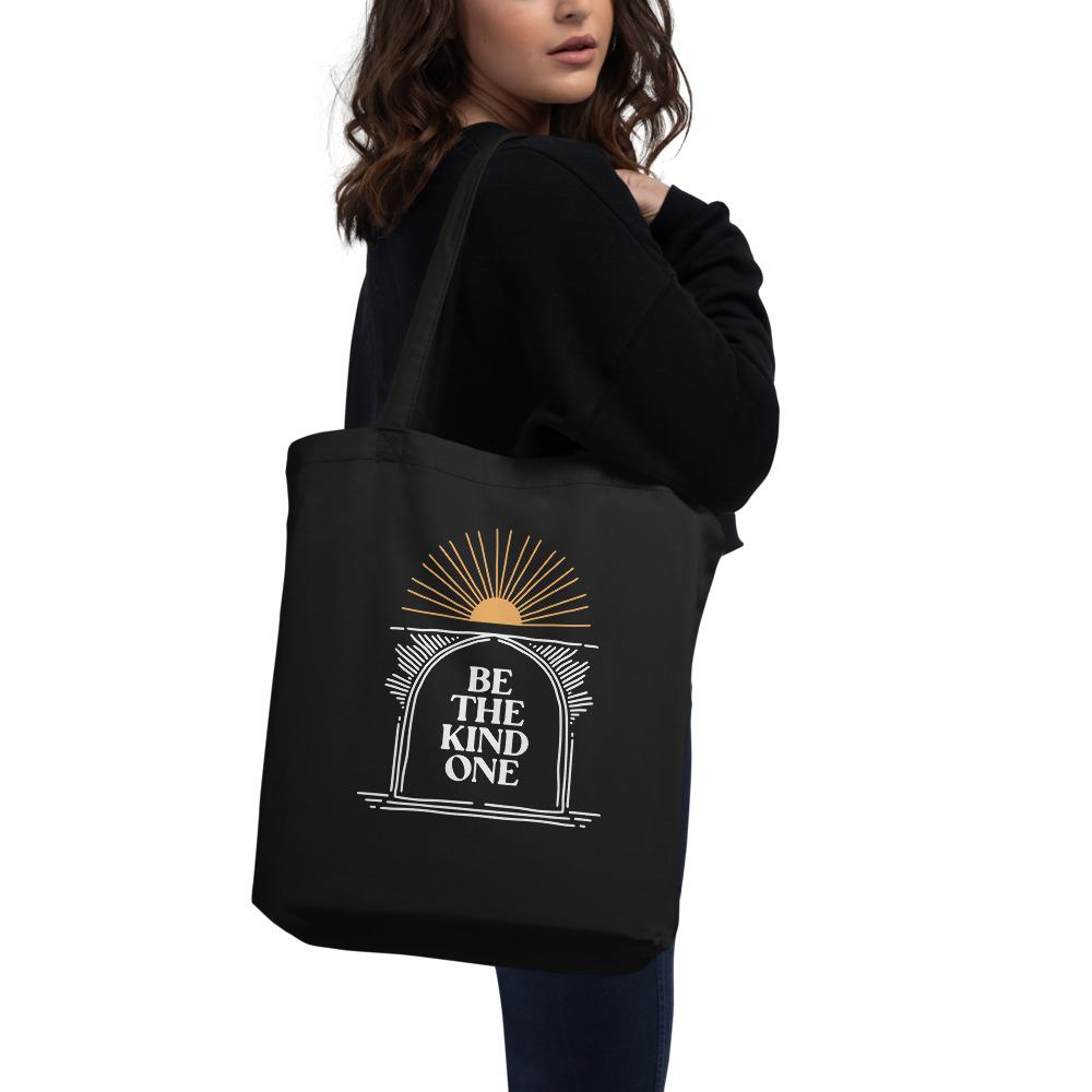Be The Kind One Black Eco Tote Bag-Tote Bag-West Agenda-Accessories, Bags & Accessories, California Brand, Eco Friendly, Gifts under $50, Organic, Recycled, Tote Bag, West Agenda, Women Owned Business-West Agenda