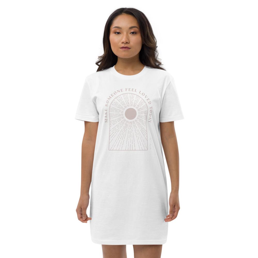 Make Someone Feel Loved Today Organic Cotton T-Shirt Dress-Dress-West Agenda-California Brand, Clothing, Eco Friendly, Gifts under $50, Organic, Recycled, West Agenda, Women Owned Business-West Agenda