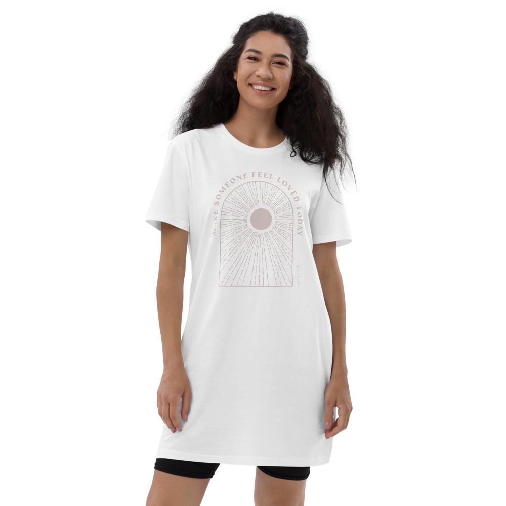 Make Someone Feel Loved Today Organic Cotton T-Shirt Dress-Dress-West Agenda-California Brand, Clothing, Eco Friendly, Gifts under $50, Organic, Recycled, West Agenda, Women Owned Business-West Agenda