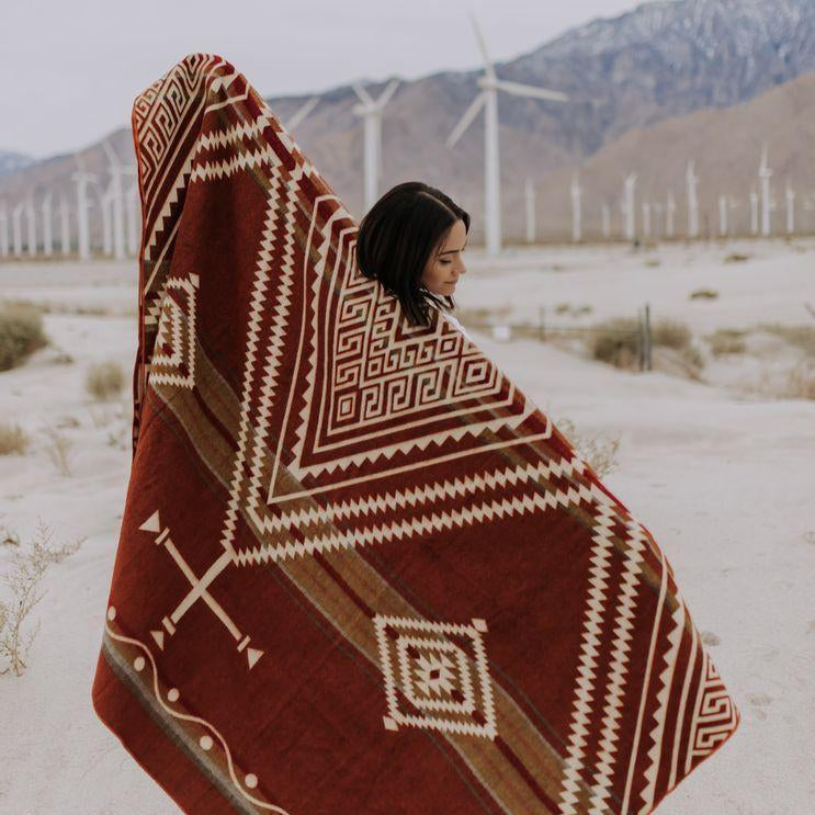 Achuar Blanket - Autumn-Blanket-Beyond Borders Collective-$101 - $200, Beyond Borders Collective, Blanket, Fair Trade, Handmade, Queen, Recycled, Red, Small Batch, Social Good-West Agenda