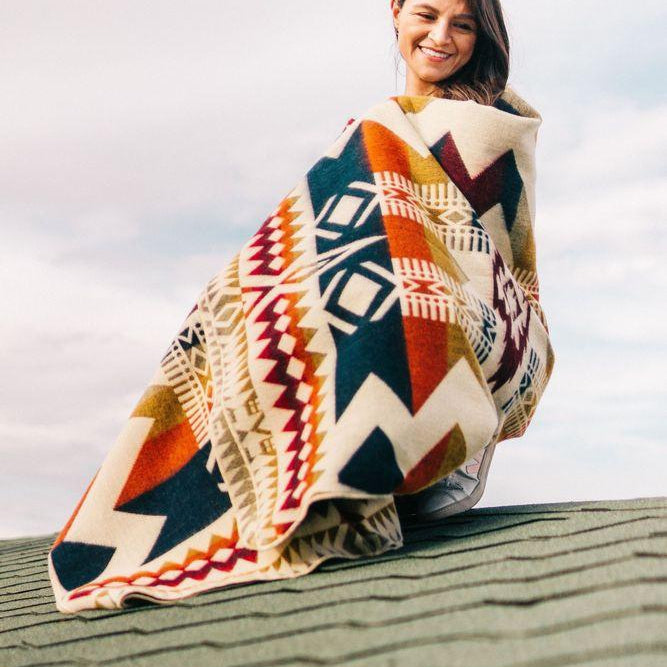 Awa Blanket - Vibrant Autumn-Blanket-Beyond Borders Collective-$101 - $200, Beyond Borders Collective, Blanket, Fair Trade, Handmade, Multicolor, Queen, Recycled, Small Batch, Social Good-West Agenda