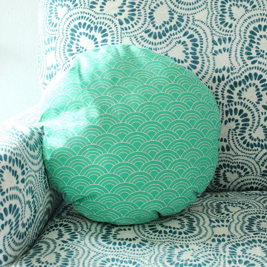 Wave Round Striped Decorative Round Pillow Cover 16", Circle Pillow-Pillow-BrunnaCo-BrunnaCo, California Brand, Decor, Eco Friendly, Fair Trade, Gifts under $50, Handmade, Pillow, Pillow Cover, Small Batch, Social Good, Women Owned Business-West Agenda