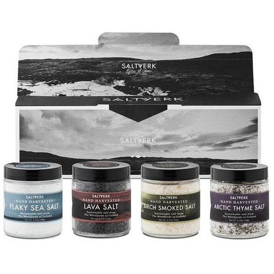 SALTVERK Gift box w/ Arctic Thyme salt + Lava Salt + Flaky Sea Salt + Birch Smoked Salt-Saltverk Inc-West Agenda