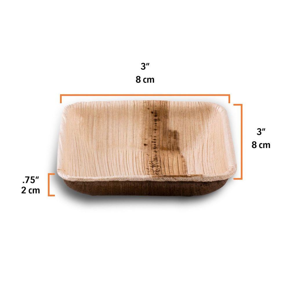 Palm Leaf Square Bowl 3.5" Inch Mini (25 Count)-Bowls-Karmic Seed-$1 - $25, $101 - $200, $26 - $50, $51 - $100, Bowl, Eco Friendly, Eco Kitchen, Fair Trade, Gifts under $50, Handmade, Home Goods, Karmic Seed, Non-GMO, Organic, Sets & Kits, Small Batch, Social Good, Tableware, Women Owned Business, Zero Waste-West Agenda