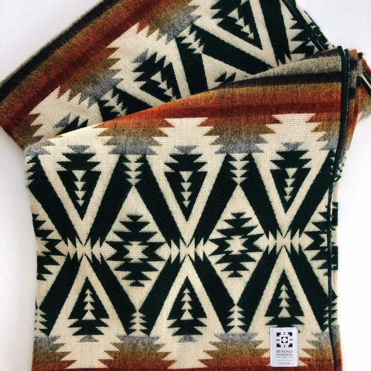 Quichua Blanket - Evergreen Autumn-Blanket-Beyond Borders Collective-$101 - $200, Beyond Borders Collective, Blanket, Fair Trade, Handmade, Home Goods, Multicolor, Queen, Recycled, Small Batch, Social Good-West Agenda